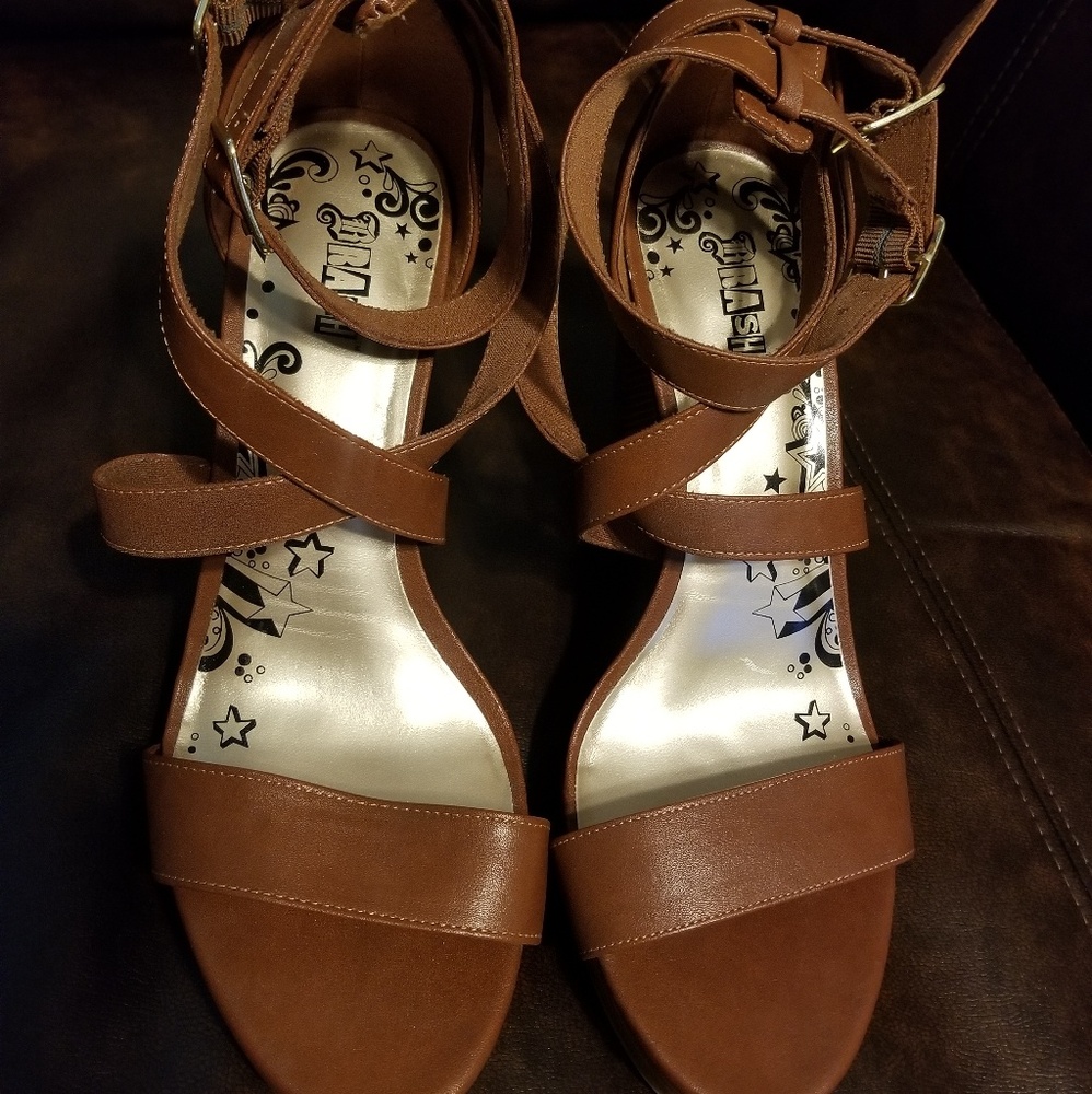 Brash Platform Heel Tan Sandal 9 1/2"